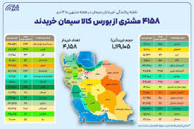 نقشه پراکندگی خریداران سیمان در هفته گذشته