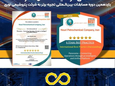 اهدای گواهینامه شش‌ستاره یازدهمین دوره مسابقات بین‌المللی تجربه برتر به شرکت پتروشیمی نوری